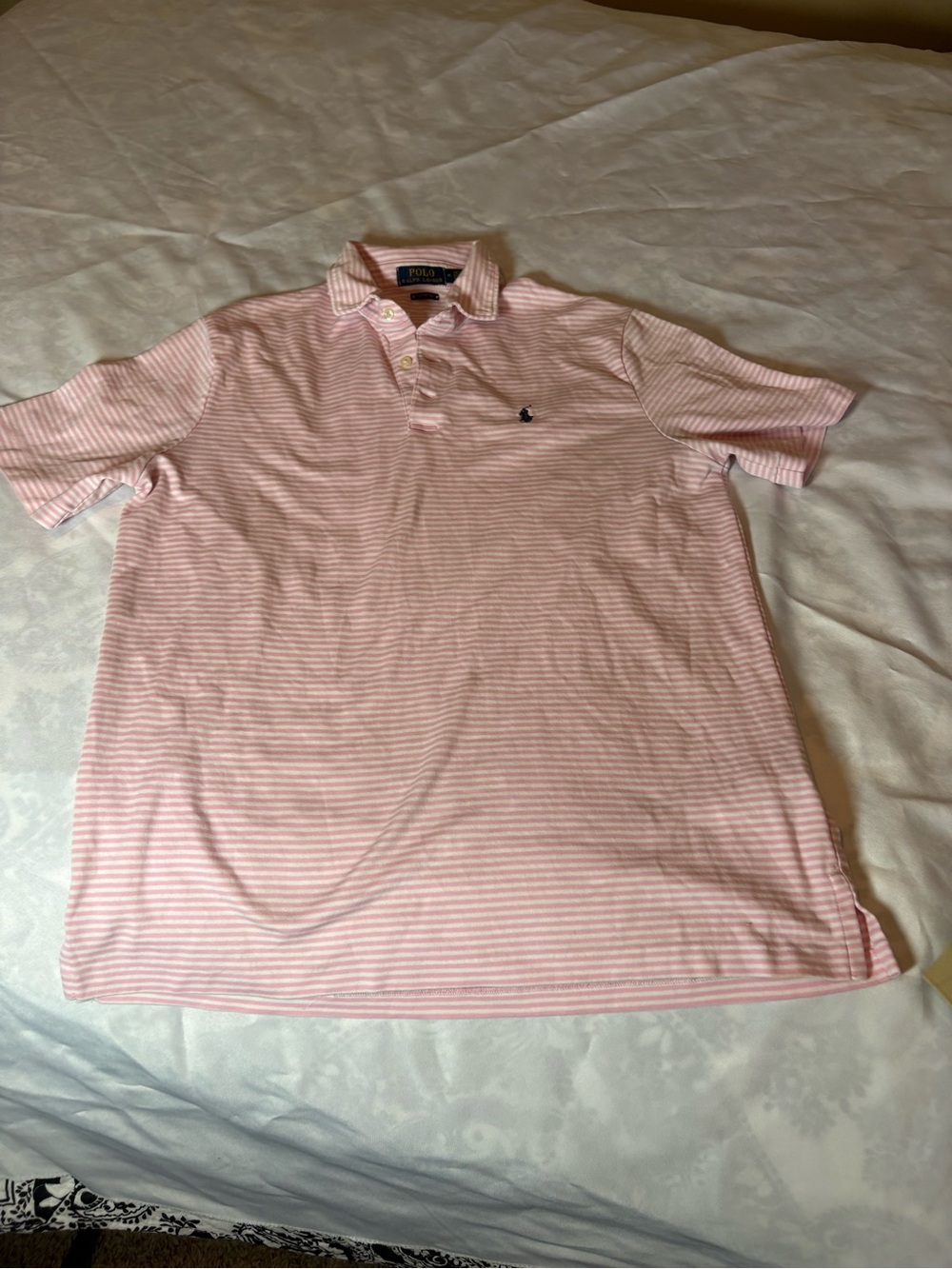 Polo by Ralph Lauren Light Pink and White Striped Men’s Polo